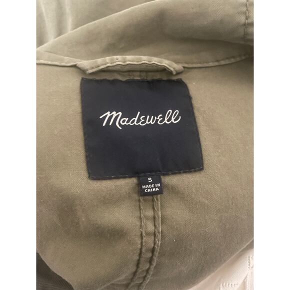 Madewell Small Fishtail Anorak Hooded Jacket Army Green Cotton Blend Pockets - Picture 11 of 11